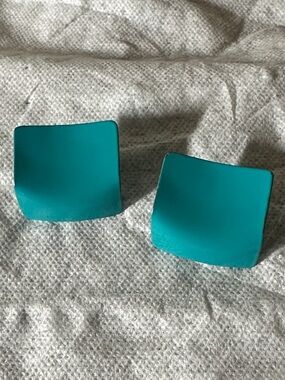 Turquoise Square Clip-On Earrings